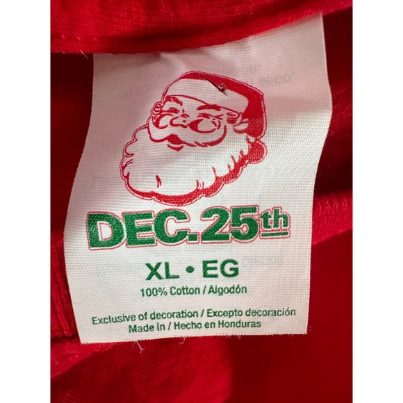DEC 25TH Merry Christmas Cat Tree Ugly TShirt Contest XL RED COTTON - Picture 8 of 16